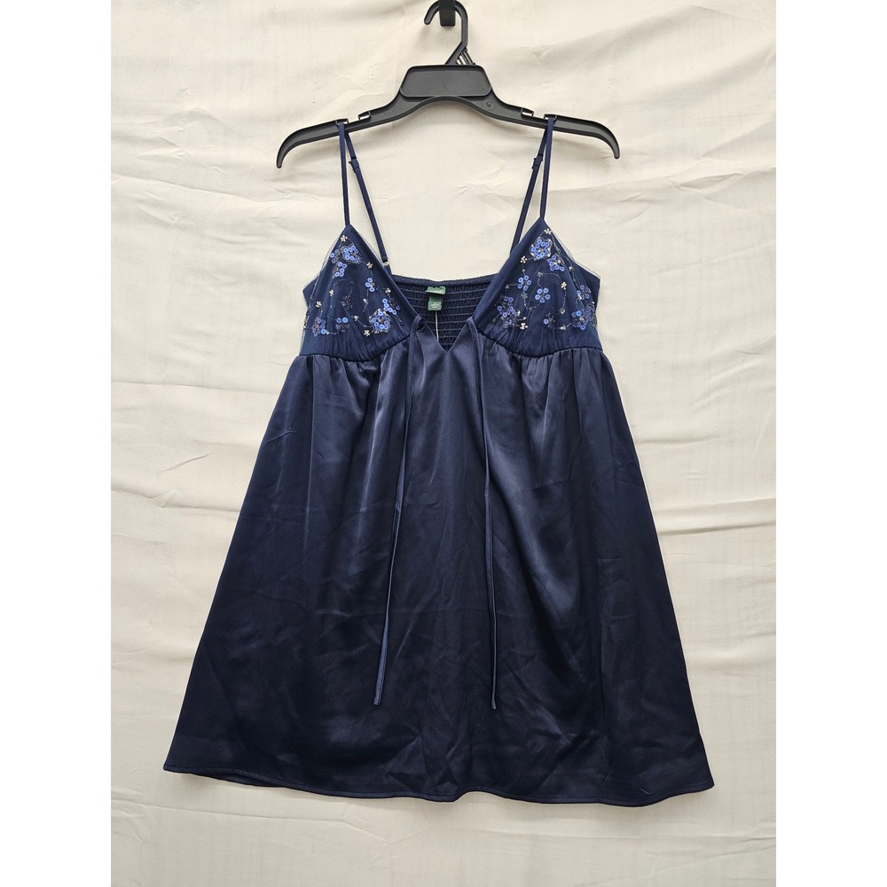 Wild Fable Womens Embroidered Sequin Cami Top Navy Polyester Blend Casual Size S